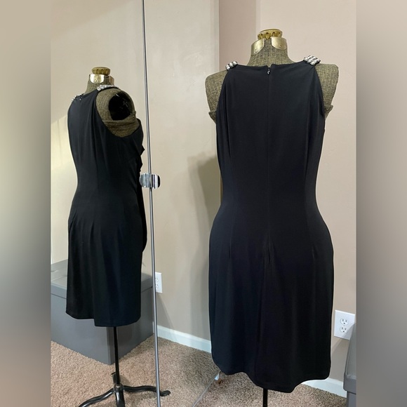 David Meister Black Rhinestone Halter Cocktail Dress Cascade Glam Party EUC - Picture 3 of 14